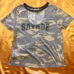 “Savage” Graphic Camo Tee